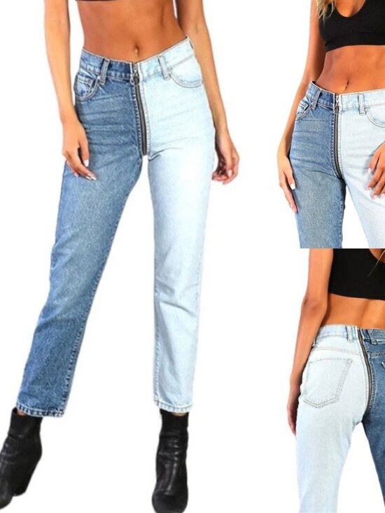 REVICE Ying Yang High Waisted Crop Jeans Size 28 Waist Tonal Two Tone Tokyo Wash - Picture 1 of 15